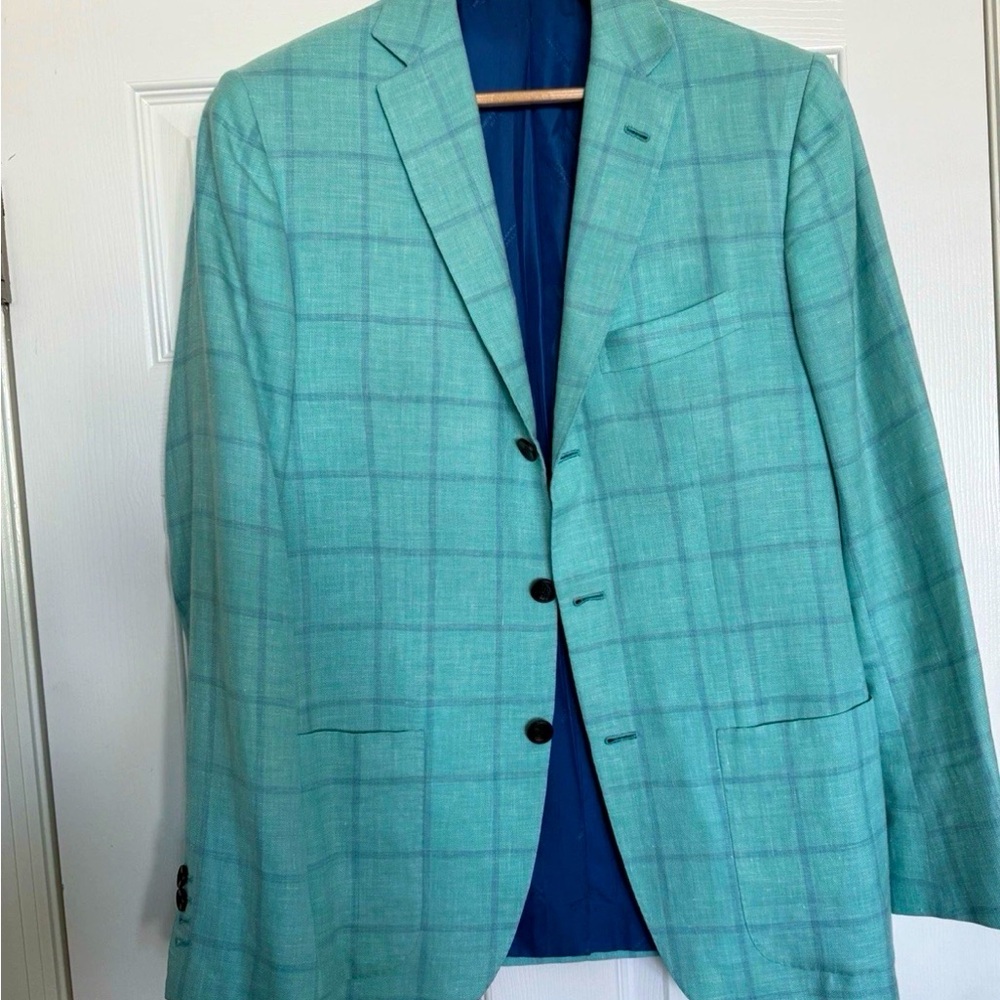 Kiton Aqua Windowpane Sport Coat